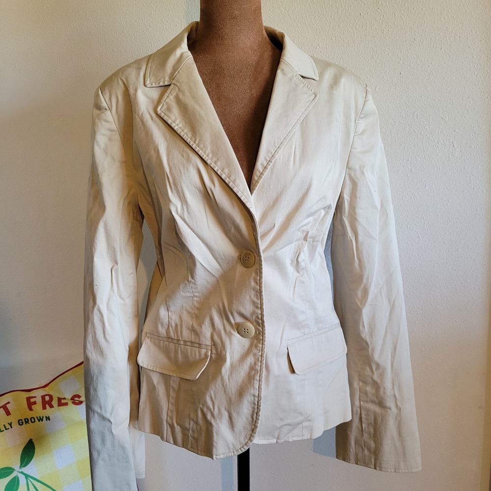 Croft & Barrow Womens‎ Beige Tan Stretch Cotton Blazer Jacket Size 12 RN73277
